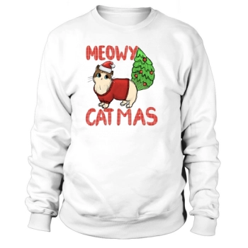 Funny Cat Christmas, Meowy Cat Christmas Sweatshirt