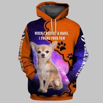 Precious Orange Purple Dog Pattern Animals Hoodie