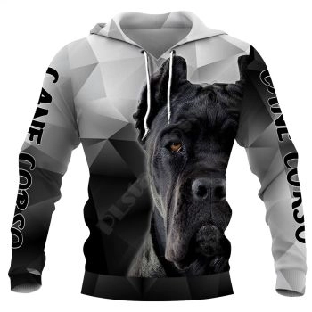 Pretty And Vintage  Black Dog Pattern Animals Hoodie