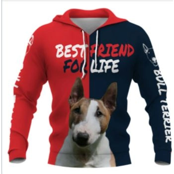 Loose Red Blue Dog Pattern Animals Hoodie