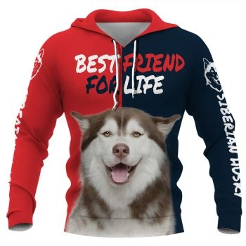 Temperament Red Blue Dog Pattern Animals Hoodie