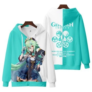 High-Quality Genshin Impact Full-Body Sucrose Zip-Up Hoodie