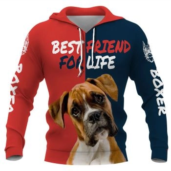 Fashion Red Blue Dog Pattern Animals Hoodie