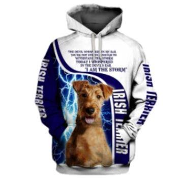 Generous And Beautiful Blue White Dog Pattern Animals Hoodie