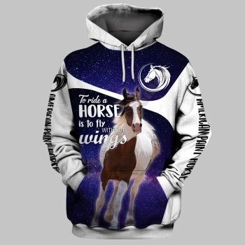 Cute Purple White Horse Pattern Animals Hoodie