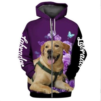 Popular Purple Dog Pattern Animals Zip-Up Hoodie