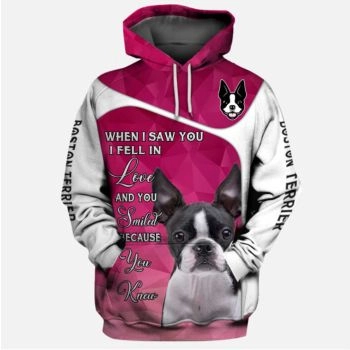 Cute Pink Dog Pattern Animals Hoodie