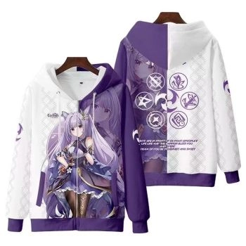 Charming Genshin Impact Keqing Zip-Up Hoodie