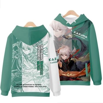 Genshin Impact Anime Game Kazuha Silver Hoodie