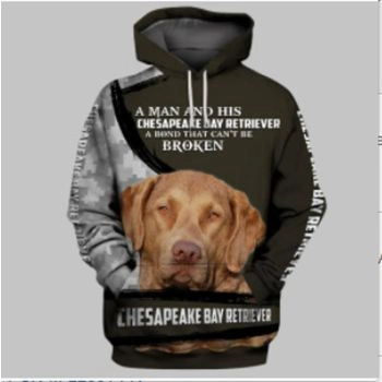 Fashion Brown Green Dog Pattern Animals Hoodie