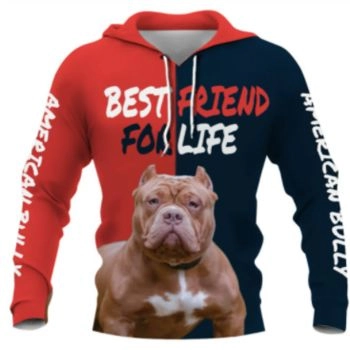 Cute Red Blue Dog Pattern Animals Hoodie