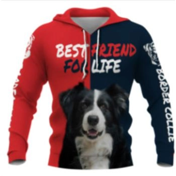 Cute Red Blue Dog Pattern Animals Hoodie