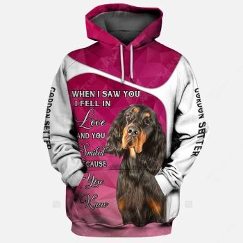 Cute Pink Dog Pattern Animals Hoodie