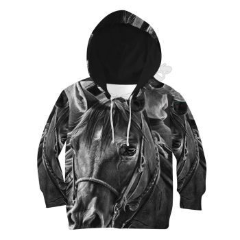 Pretty And Vintage  Grey Horse Pattern Animals Hoodie