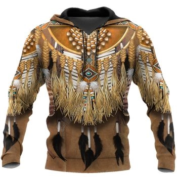 Fashion And Gorgeous Brown Feather Pattern Indians Hoodie