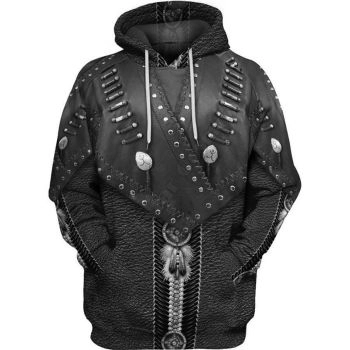 Precious And Gorgeous Black Feather Pattern Indians Hoodie