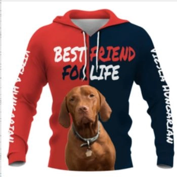 Precious And Gorgeous Red Blue Dog Pattern Animals Hoodie