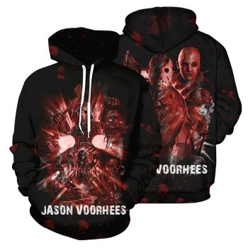  Elegance Black Red Skull Pattern Halloween Hoodie