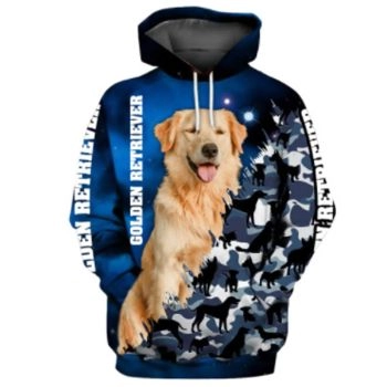 Loose Blue Dog Pattern Animals Hoodie