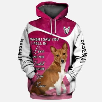 Cute And Loose Pink Dog Pattern Animals Hoodie