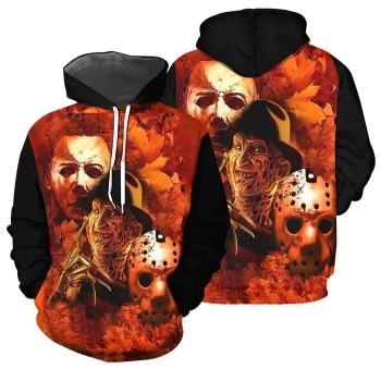  Loose Orange Horror Skull Pattern Halloween Hoodie