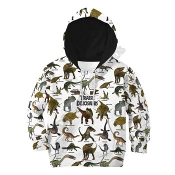 Classical And Elegance White Black Dinosaurs Pattern Animals Hoodie