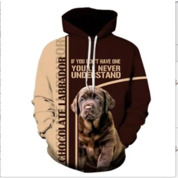 Vintage  And Loose Brown Dog Pattern Animals Hoodie