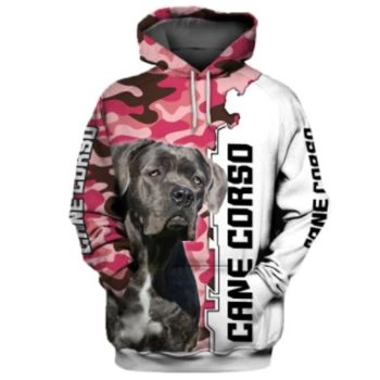  Vintage  Pink White Dog Pattern Animals Hoodie