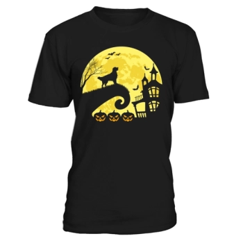 Golden Retriever and Halloween Moon Funny