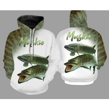Fashion And Gorgeous White Green Fish Pattern Animals Hoodie