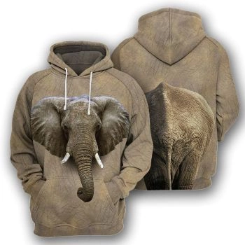  Fashion Brown Elephant Pattern Animals Hoodie