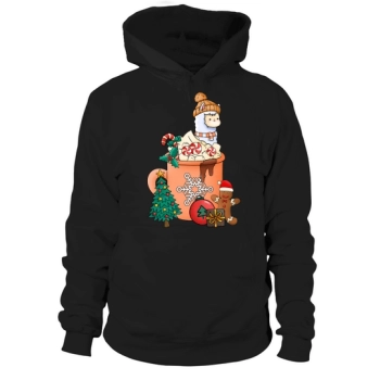 Christmas Hot Drinks Cute Llama Hoodies