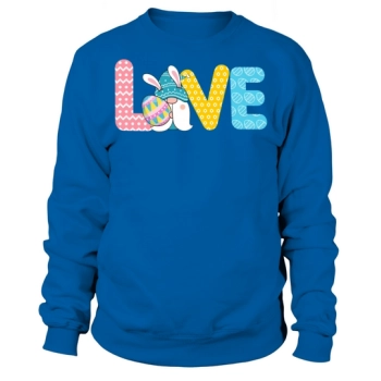 LOVE Easter Funny Gnomes Cute Easter Egg Happy Easter Day Long Sleeve Sweatshirt