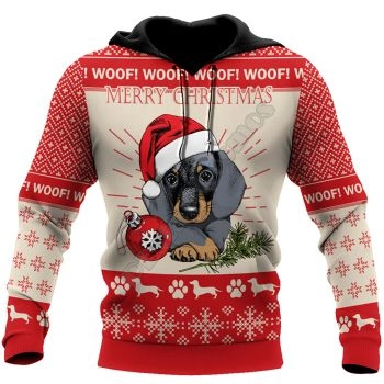 Precious And Gorgeous Red Dog Pattern Christmas Hoodie