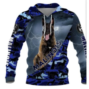  Cute And Loose Blue Dog Pattern Animals Hoodie