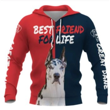 Cute Red Blue Dog Pattern Animals Hoodie