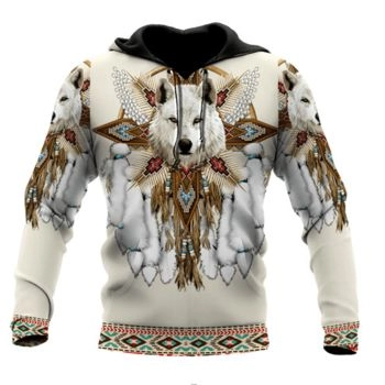 Loose And Fashion White Lion Pattern Indians Hoodie