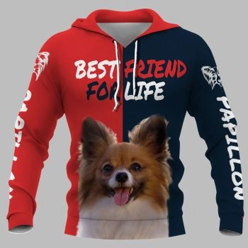 Fashion Red Blue Dog Pattern Animals Hoodie