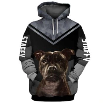 Oversize Black Dog Pattern Animals Hoodie