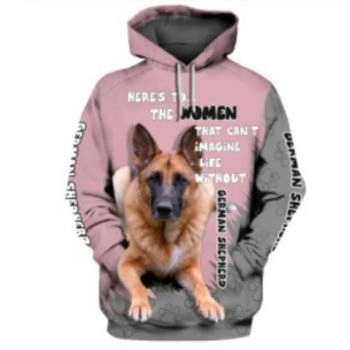  Cute Pink Dog Pattern Animals Hoodie