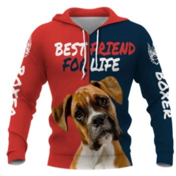 Classical  Red Blue Dog Pattern Animals Hoodie