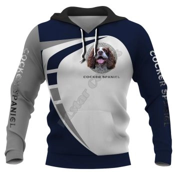 Popular Blue White Dog Pattern Animals Hoodie