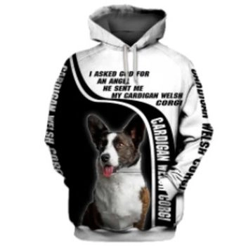 Oversize Black White Dog Pattern Animals Hoodie