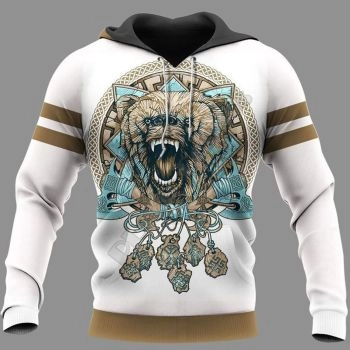 Popular White Brown Lion Pattern Tattoo Hoodie