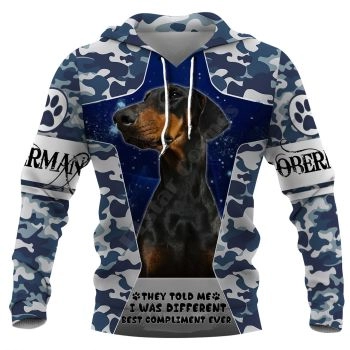 Loose Blue Dog Pattern Animals Hoodie