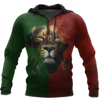 Loose And Gorgeous Green Red Wolf Pattern Tattoos Hoodie