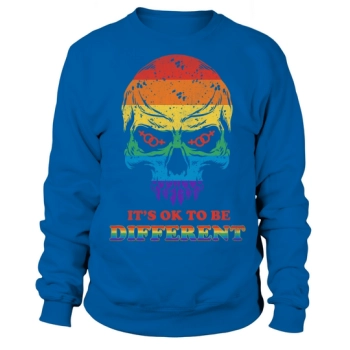 Skull Pride Rainbow Vintage Its Ok To Be Different Sweatshirt