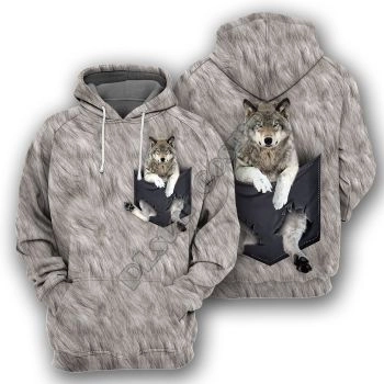 Fashion Grey Wolf Pattern Animals Hoodie