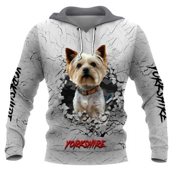 Pretty And Vintage  Grey Dog Pattern Animals Hoodie