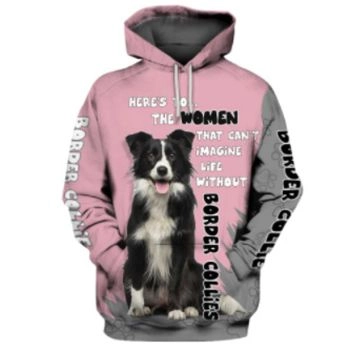 Vintage  And Loose Pink Dog Pattern Animals Hoodie